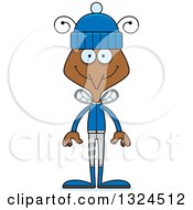 Cartoon Happy Mosquito In Winter Clothes
