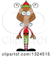 Clipart Of A Cartoon Happy Mosquito Christmas Elf Royalty Free Vector Illustration