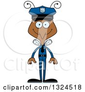 Clipart Of A Cartoon Happy Mosquito Police Officer Royalty Free Vector Illustration