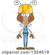 Clipart Of A Cartoon Happy Mosquito Construction Worker Royalty Free Vector Illustration