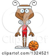 Clipart Of A Cartoon Happy Mosquito Basketball Player Royalty Free Vector Illustration