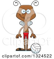 Poster, Art Print Of Cartoon Happy Mosquito Beach Volleyball Player