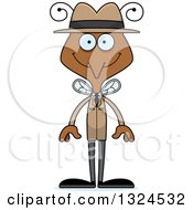 Clipart Of A Cartoon Happy Mosquito Detective Royalty Free Vector Illustration