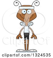 Clipart Of A Cartoon Happy Fitness Mosquito Royalty Free Vector Illustration