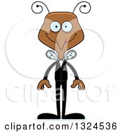 Clipart Of A Cartoon Happy Mosquito Wedding Groom Royalty Free Vector Illustration