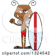 Clipart Of A Cartoon Angry Mosquito Surfer Royalty Free Vector Illustration