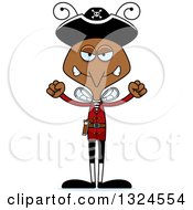 Clipart Of A Cartoon Angry Mosquito Pirate Royalty Free Vector Illustration