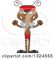 Clipart Of A Cartoon Angry Mosquito Lifeguard Royalty Free Vector Illustration
