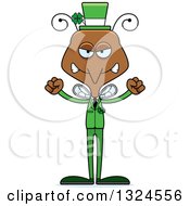 Clipart Of A Cartoon Angry Irish St Patricks Day Mosquito Royalty Free Vector Illustration