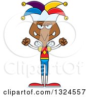 Clipart Of A Cartoon Angry Mosquito Jester Royalty Free Vector Illustration