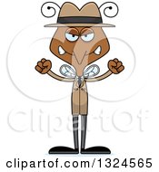 Clipart Of A Cartoon Angry Mosquito Detective Royalty Free Vector Illustration