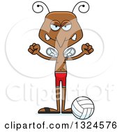 Poster, Art Print Of Cartoon Angry Mosquito Beach Volleyball Player