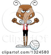 Poster, Art Print Of Cartoon Angry Mosquito Volleyball Player