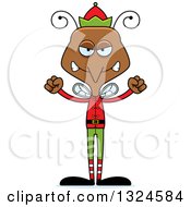 Clipart Of A Cartoon Angry Mosquito Christmas Elf Royalty Free Vector Illustration by Cory Thoman