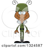 Clipart Of A Cartoon Happy Mosquito Army Soldier Royalty Free Vector Illustration by Cory Thoman