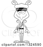 Lineart Clipart Of A Cartoon Black And White Happy Mosquito Mailman Royalty Free Outline Vector Illustration