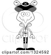 Poster, Art Print Of Cartoon Black And White Happy Mosquito Pirate