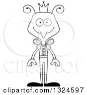Lineart Clipart Of A Cartoon Black And White Happy Mosquito Prince Royalty Free Outline Vector Illustration