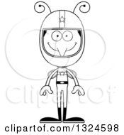 Lineart Clipart Of A Cartoon Black And White Happy Mosquito Race Car Driver Royalty Free Outline Vector Illustration