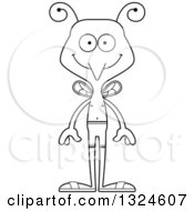 Lineart Clipart Of A Cartoon Black And White Happy Mosquito Swimmer Royalty Free Outline Vector Illustration
