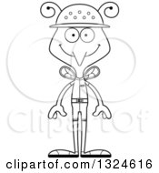 Lineart Clipart Of A Cartoon Black And White Happy Mosquito Zookeeper Royalty Free Outline Vector Illustration