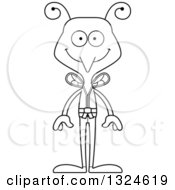 Lineart Clipart Of A Cartoon Black And White Happy Karate Mosquito Royalty Free Outline Vector Illustration