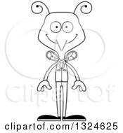Lineart Clipart Of A Cartoon Black And White Happy Business Mosquito Royalty Free Outline Vector Illustration