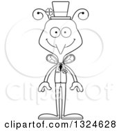 Lineart Clipart Of A Cartoon Black And White Happy Irish St Patricks Day Mosquito Royalty Free Outline Vector Illustration