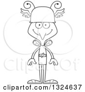 Lineart Clipart Of A Cartoon Black And White Happy Mosquito Hermes Royalty Free Outline Vector Illustration