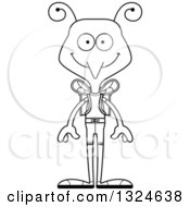 Lineart Clipart Of A Cartoon Black And White Happy Mosquito Hiker Royalty Free Outline Vector Illustration