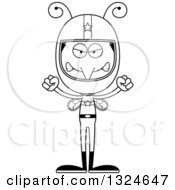 Lineart Clipart Of A Cartoon Black And White Angry Mosquito Race Car Driver Royalty Free Outline Vector Illustration