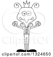 Lineart Clipart Of A Cartoon Black And White Angry Mosquito Prince Royalty Free Outline Vector Illustration