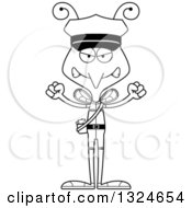 Lineart Clipart Of A Cartoon Black And White Angry Mosquito Mailman Royalty Free Outline Vector Illustration