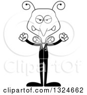 Lineart Clipart Of A Cartoon Black And White Angry Mosquito Wedding Groom Royalty Free Outline Vector Illustration