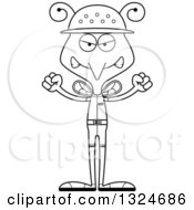 Lineart Clipart Of A Cartoon Black And White Angry Mosquito Zookeeper Royalty Free Outline Vector Illustration