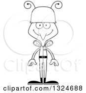 Lineart Clipart Of A Cartoon Black And White Happy Mosquito Army Soldier Royalty Free Outline Vector Illustration