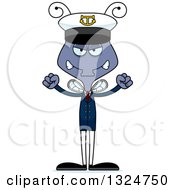 Clipart Of A Cartoon Mad Housefly Boat Captain Royalty Free Vector Illustration