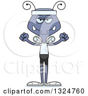 Clipart Of A Cartoon Mad Fitness Housefly Royalty Free Vector Illustration