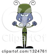 Clipart Of A Cartoon Mad Housefly Soldier Royalty Free Vector Illustration