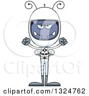 Clipart Of A Cartoon Mad Housefly Astronaut Royalty Free Vector Illustration