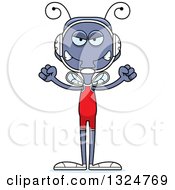 Clipart Of A Cartoon Mad Housefly Wrestler Royalty Free Vector Illustration