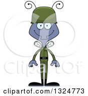 Clipart Of A Cartoon Happy Housefly Soldier Royalty Free Vector Illustration