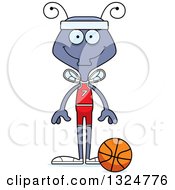 Poster, Art Print Of Cartoon Happy Housefly Basketball Player