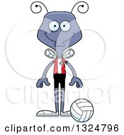 Poster, Art Print Of Cartoon Happy Housefly Volleyball Player