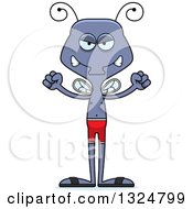 Clipart Of A Cartoon Mad Housefly Swimmer Royalty Free Vector Illustration