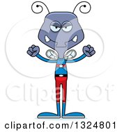 Clipart Of A Cartoon Mad Housefly Super Hero Royalty Free Vector Illustration
