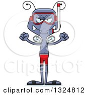 Clipart Of A Cartoon Mad Housefly In Snorkel Gear Royalty Free Vector Illustration