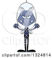 Clipart Of A Cartoon Mad Futuristic Space Housefly Royalty Free Vector Illustration