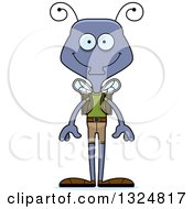 Clipart Of A Cartoon Happy Housefly Hiker Royalty Free Vector Illustration