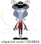 Clipart Of A Cartoon Happy Housefly Pirate Royalty Free Vector Illustration
